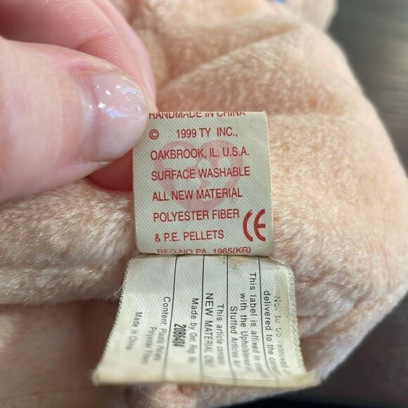 Vintage Ty Beanie Baby 1999 Knuckles the Pig w Blue Bow Excellent Condition 7” - Picture 6 of 6